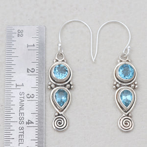Blue Topaz Silver Earrings