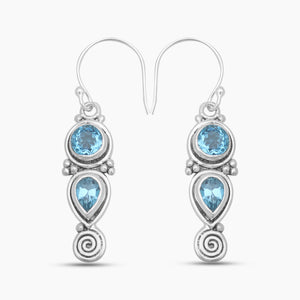 Blue Topaz Silver Earrings
