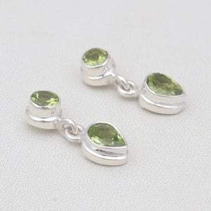 925 Sterling Silver Peridot Drop Earrings