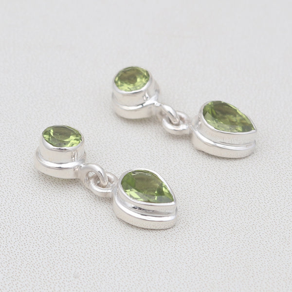 925 Sterling Silver Peridot Drop Earrings