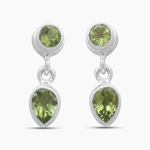 925 Sterling Silver Peridot Drop Earrings