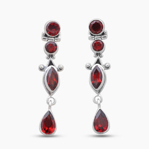Garnet Silver Earrings