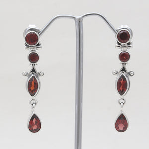 Garnet Silver Earrings