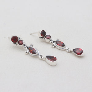 Garnet Silver Earrings