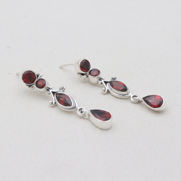 Garnet Silver Earrings