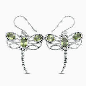 Dragonfly Blue Topaz Silver Earrings