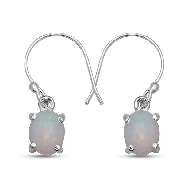 925 Sterling Silver Ethiopian Opal Earrings