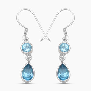 Blue Topaz Silver Earrings