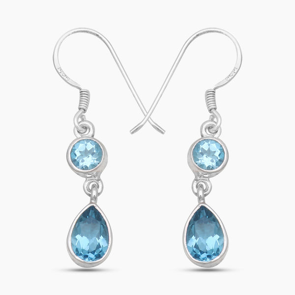 Blue Topaz Silver Earrings