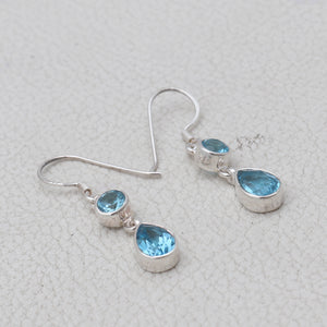 Blue Topaz Silver Earrings