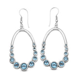 Natural Blue Topaz Silver Earrings