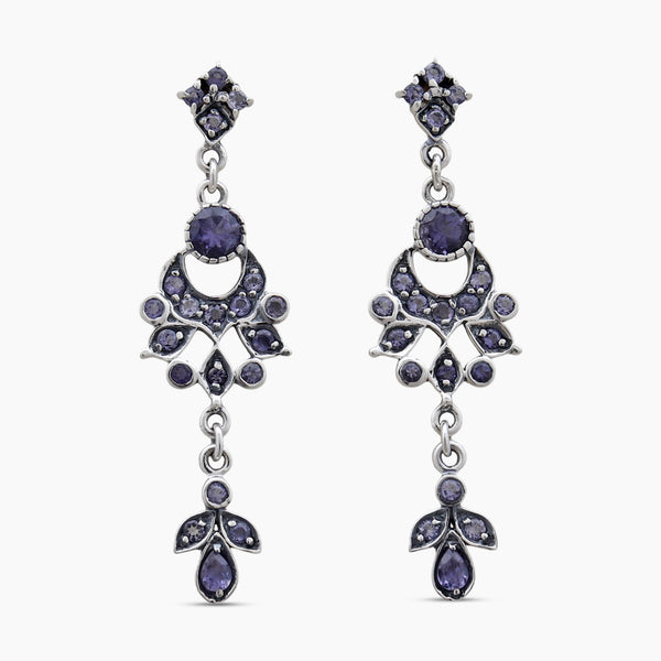 925 Sterling Silver Iolite Drop Earrings