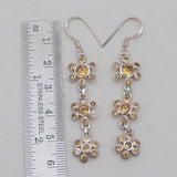 925 Sterling Silver Citrine Dangle Earrings