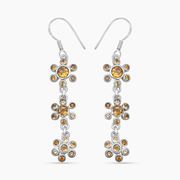 925 Sterling Silver Citrine Dangle Earrings