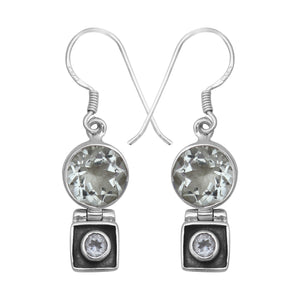 Green Amethyst Silver Earrings
