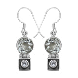 Green Amethyst Silver Earrings