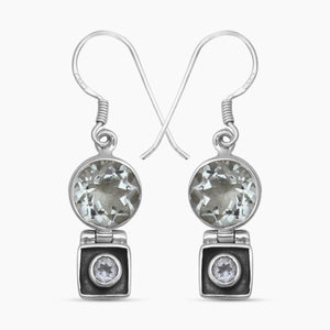 Green Amethyst Silver Earrings