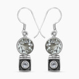 Green Amethyst Silver Earrings