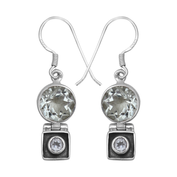 Green Amethyst Silver Earrings