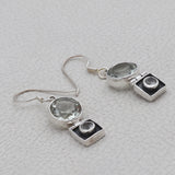 Green Amethyst Silver Earrings