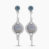 Natural Rainbow Moonstone Silver Earrings
