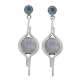 Natural Rainbow Moonstone Silver Earrings