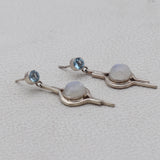 Natural Rainbow Moonstone Silver Earrings