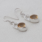 Natural Citrine Silver Earrings