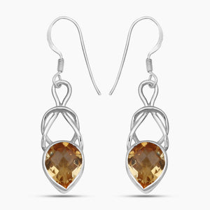 Natural Citrine Silver Earrings
