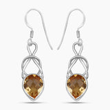 Natural Citrine Silver Earrings