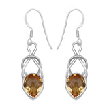 Natural Citrine Silver Earrings