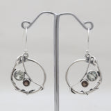 Green Amethyst & Smoky Quartz Silver Earrings
