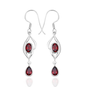 925 Sterling Silver Garnet Earrings