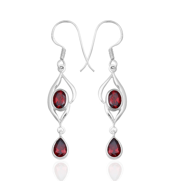 925 Sterling Silver Garnet Earrings