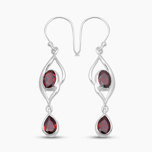 925 Sterling Silver Garnet Earrings