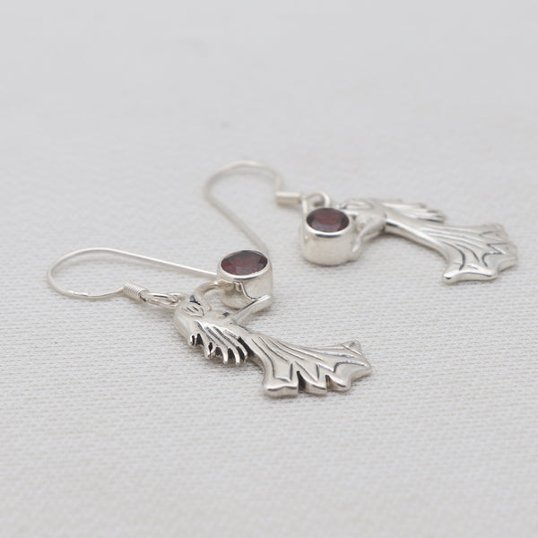 Red Garnet Silver Designer Women Earrings