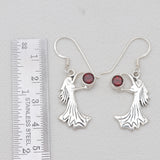 Red Garnet Silver Designer Women Earrings