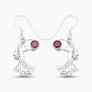 Red Garnet Silver Designer Women Earrings