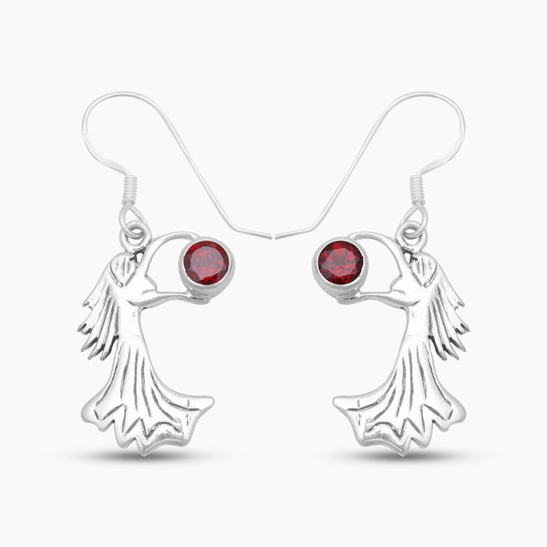 Red Garnet Silver Designer Women Earrings
