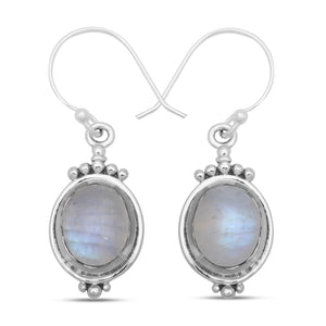 Rainbow Moonstone Silver Earrings