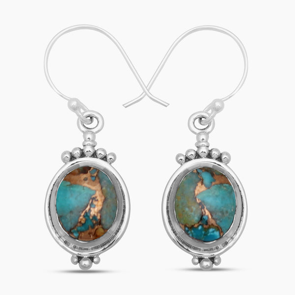 Blue Copper Turquoise Silver Earrings