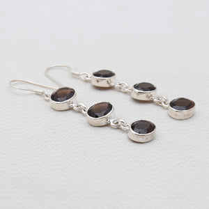 Smoky Quartz Silver Earrings