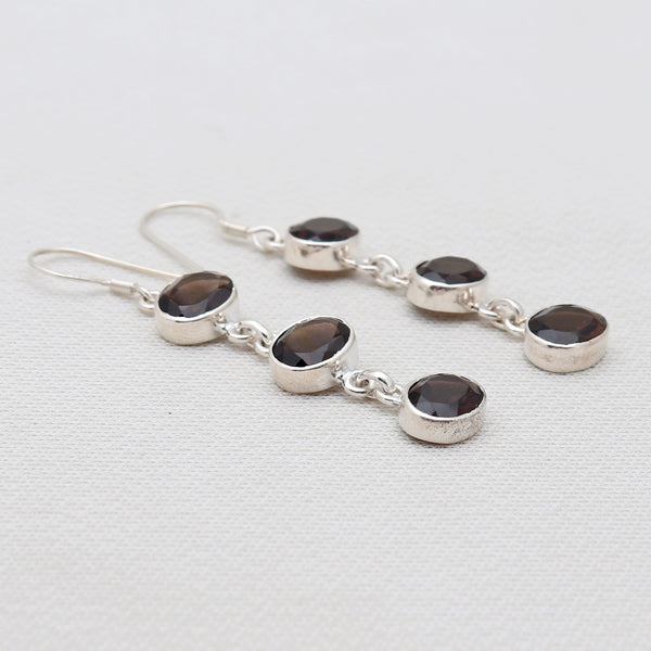 Smoky Quartz Silver Earrings