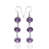 Natural Amethyst Silver Earrings