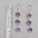 Natural Amethyst Silver Earrings