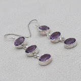 Natural Amethyst Silver Earrings