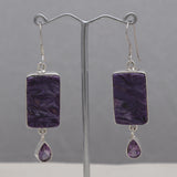 Charoite Silver Earrings