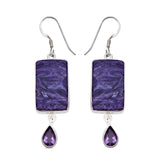 Charoite Silver Earrings