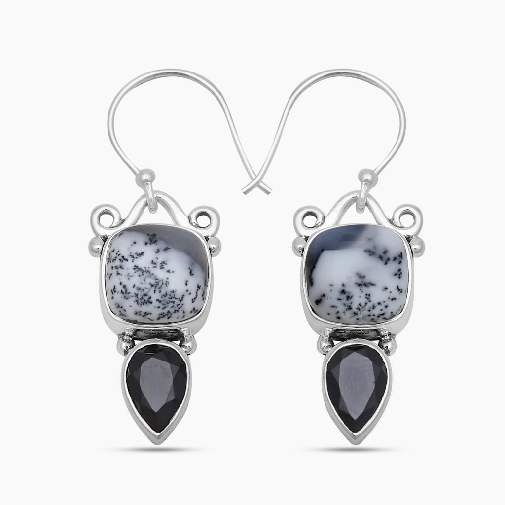 Dendritic Opal Silver Earrings
