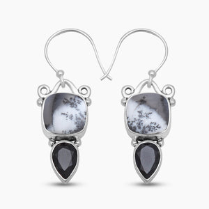 Dendritic Opal Silver Earrings